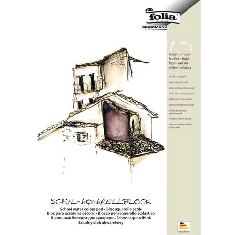 folia Schul-Aquarellblock, rauh, DIN A3, 150 g/qm, weiß (EAN: 4001868083538)