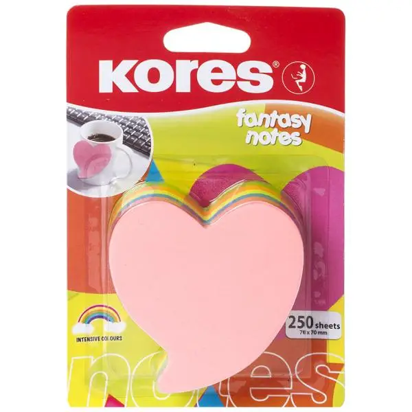 Kores Haftnotizen-Würfel "Herz", 250 Blatt, 5-farbig (EAN: 9023800487056)