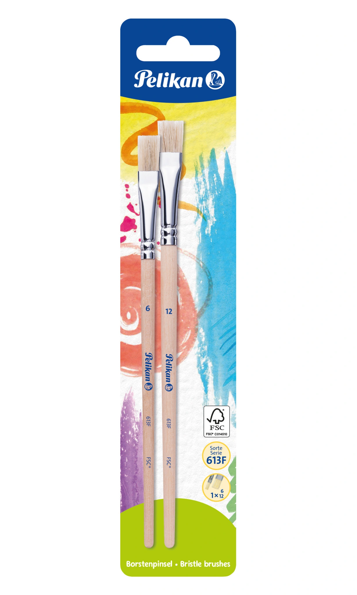 Pelikan Borstenpinsel-Set 613 F, 2-teilig, sortiert, natur (EAN: 4012700720382)