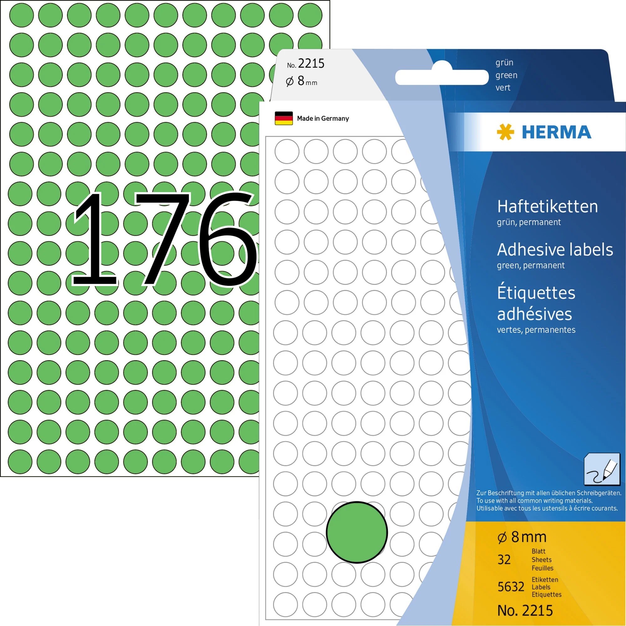HERMA Markierungspunkte, Durchmesser: 8 mm, grün (EAN: 4008705022156)