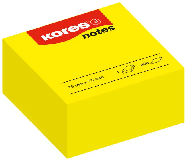 Kores Haftnotizen Würfel "notes", 75 x 75 mm, blanko, gelb (EAN: 9023800460745)