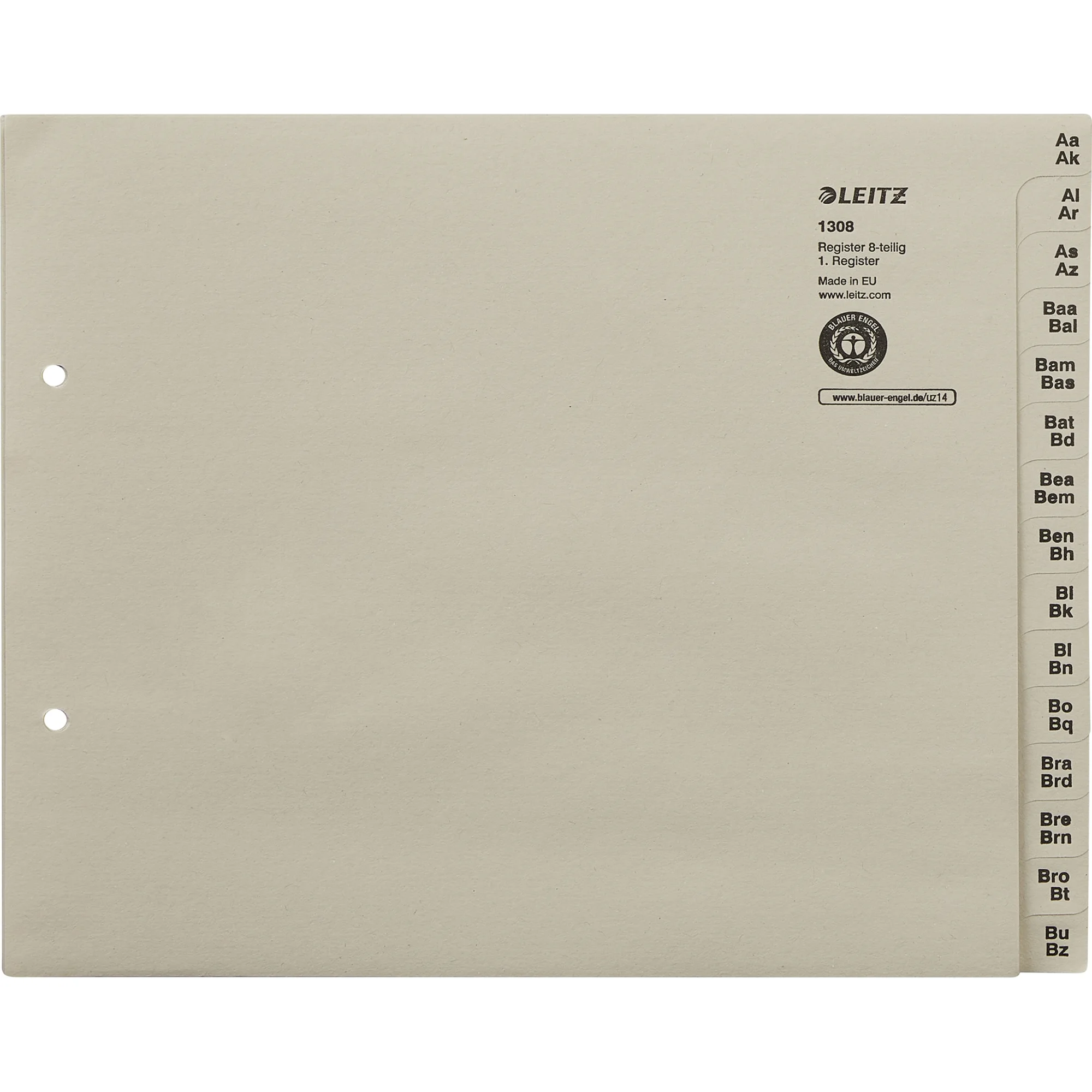 LEITZ Tauenpapier-Register, A-Z, für 8 Ordner, grau (EAN: 4002432328505)