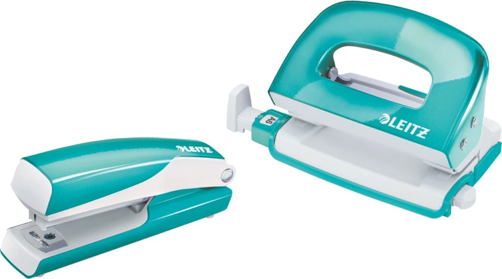 LEITZ Heftgerät- & Locher-Set Mini NeXXt WOW, eisblau (EAN: 4002432103287)
