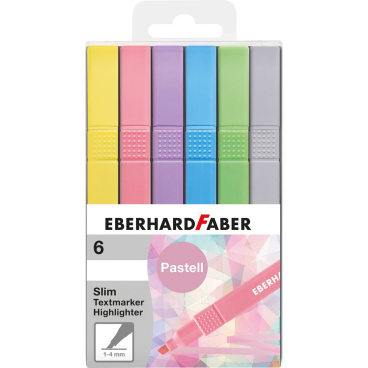 EBERHARD FABER Textmarker Slim, Pastellfarben, 6er Etui (EAN: 4087205515061)