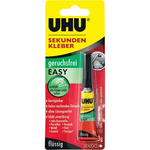UHU Sekundenkleber EASY FLUID, lösemittelfrei, 3 g in Tube (EAN: 4026700461305)