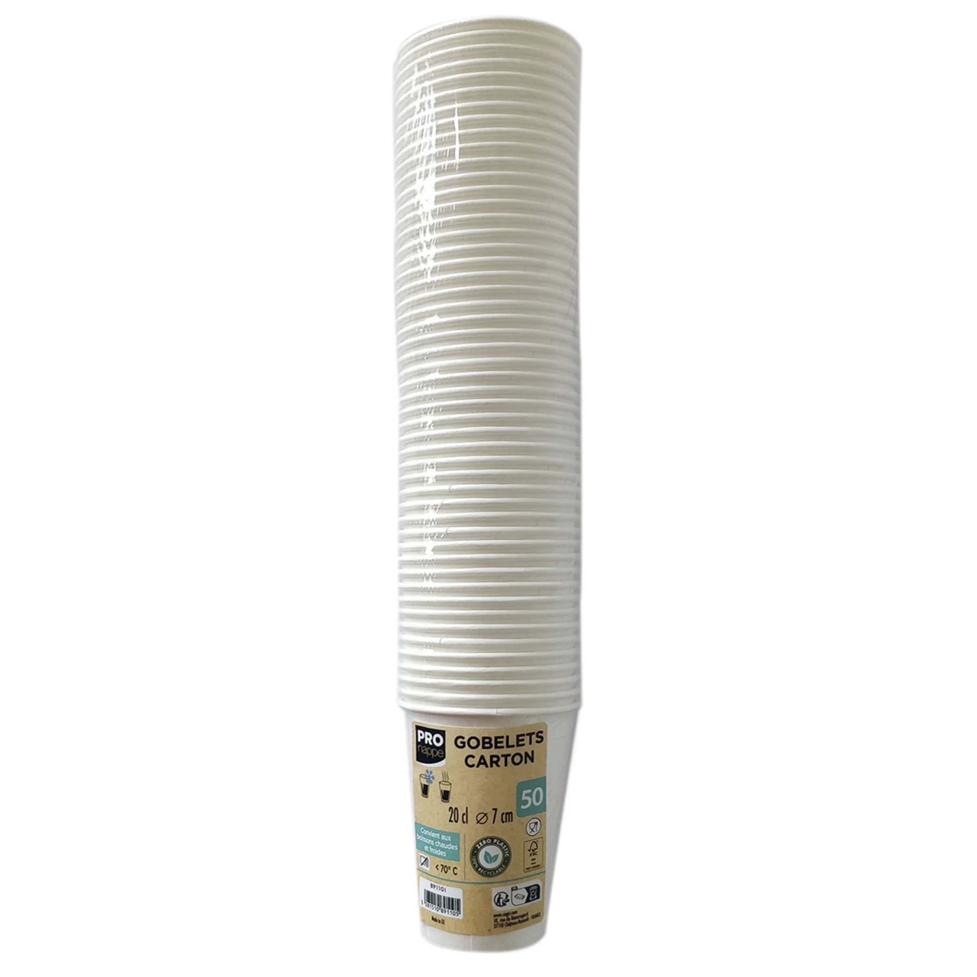 PROnappe Papp-Trinkbecher, weiß, 0,2 l (EAN: 3281510891105)