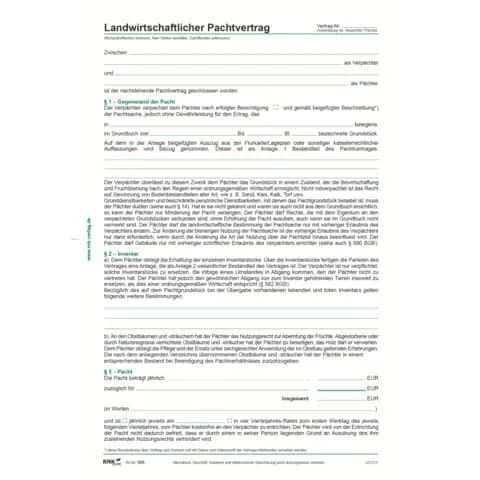 RNK Verlag Landwirtschaftlicher Pachtvertrag, 4-seitig (EAN: 4002871055505)