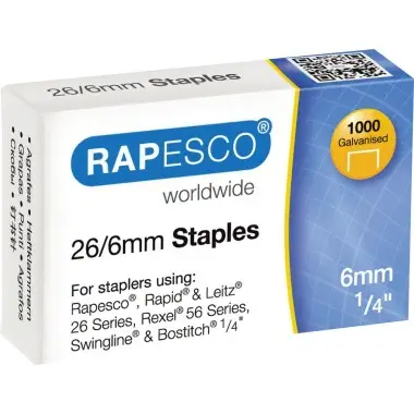 RAPESCO Heftklammern 26/6, verzinkt, 1.000 Stück (EAN: 5018505404013)