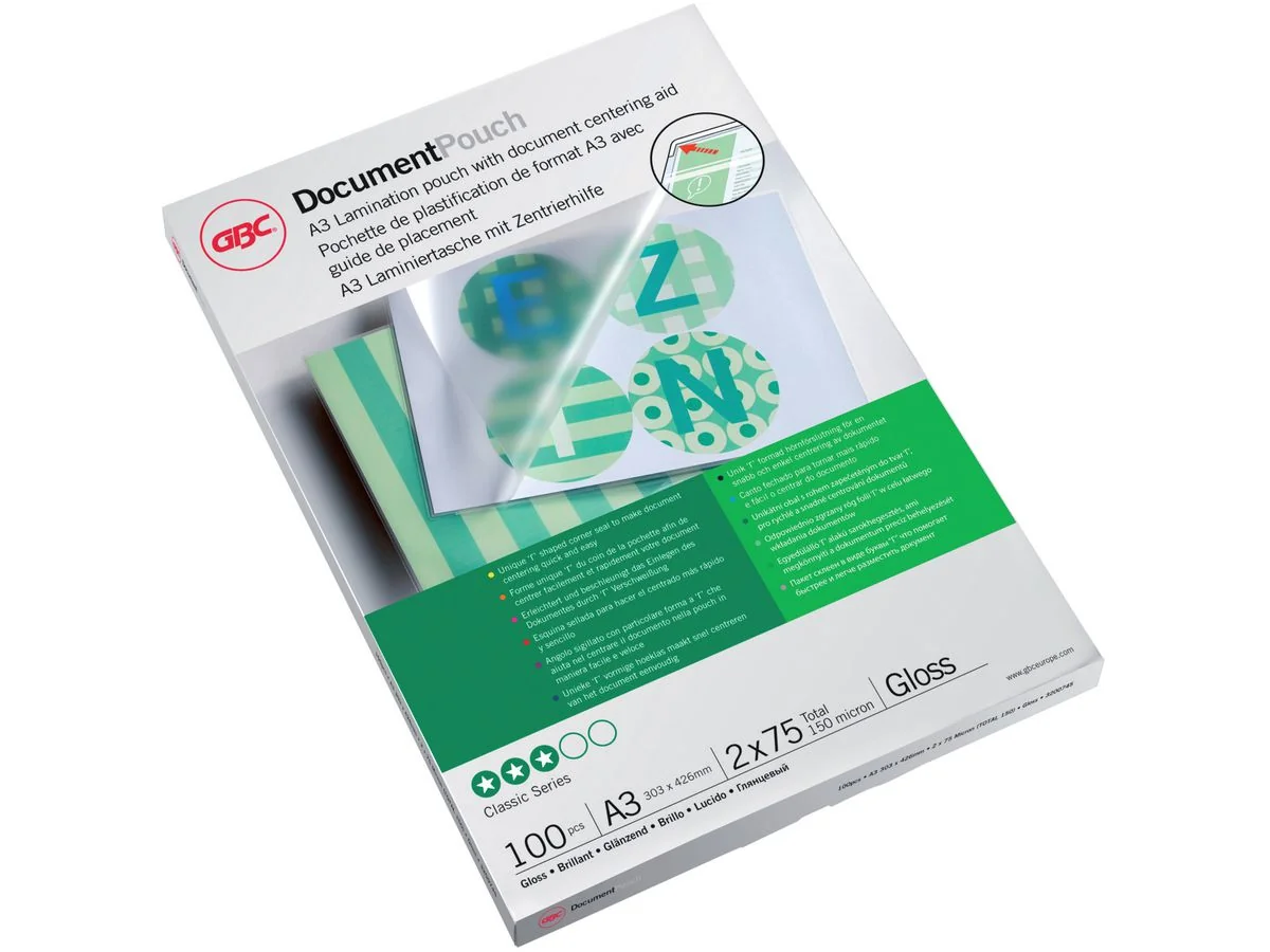 GBC Laminierfolientasche, DIN A3, glänzend, 150 mic (EAN: 0033816100381)