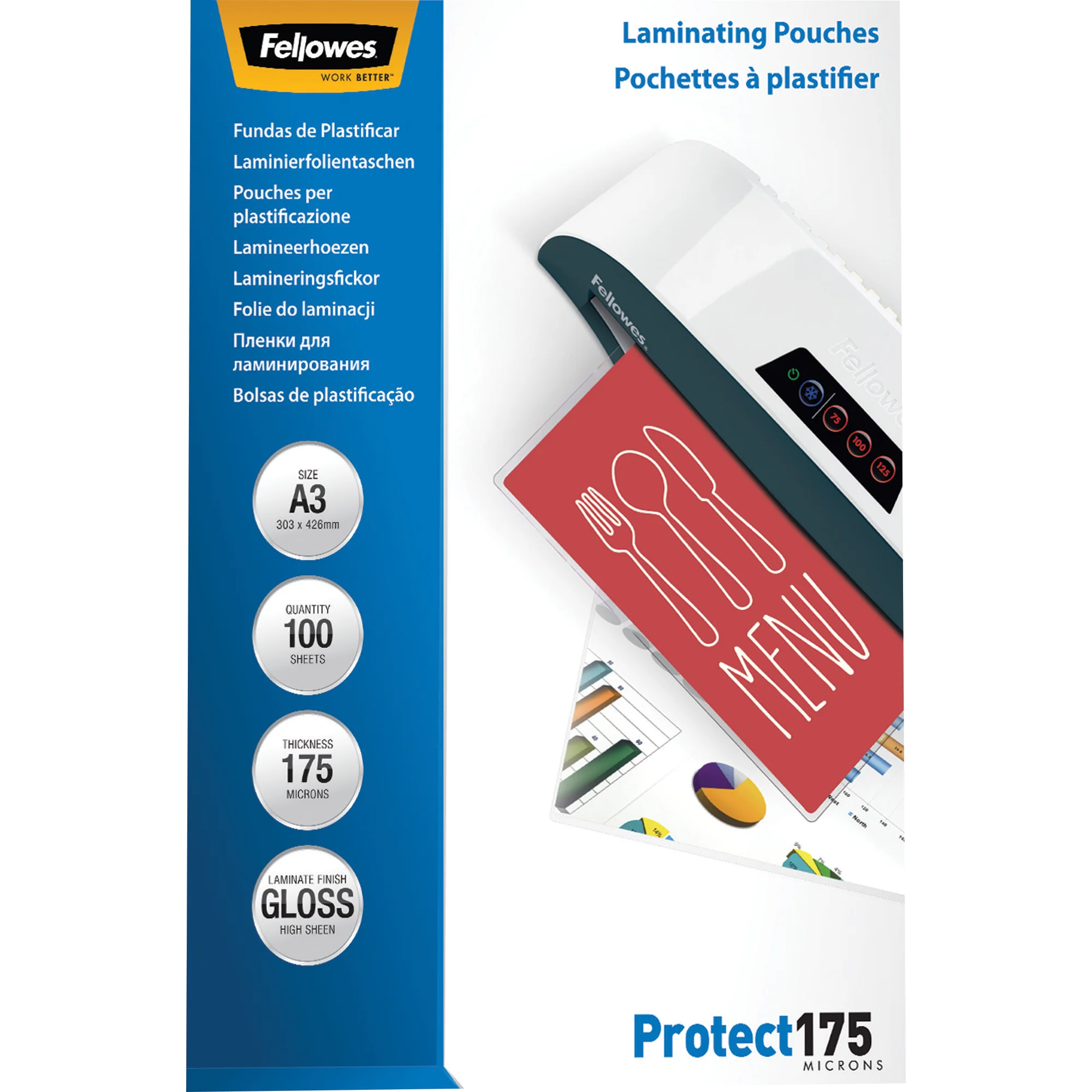 Fellowes Laminierfolientasche, DIN A3, glänzend, 350 mic (EAN: 0077511530883)
