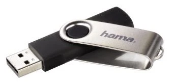 hama USB 2.0 Speicherstick "Rotate", 8 GB, schwarz/silber (EAN: 4007249908919)