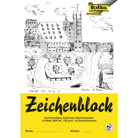 folia Zeichenblock, DIN A4, 120 g/qm, 10 Blatt (EAN: 4001868081046)