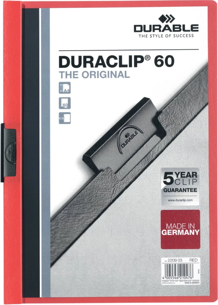 DURABLE Klemmhefter DURACLIP ORIGINAL 60, DIN A4, rot (EAN: 4005546210476)