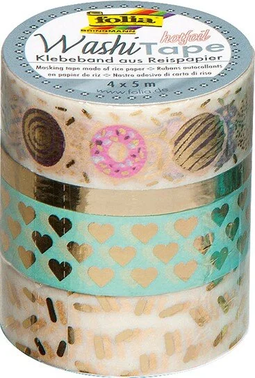 folia Deko-Klebeband Washi-Tape Hotfoil Gold II, 4er Set (EAN: 4001868096460)