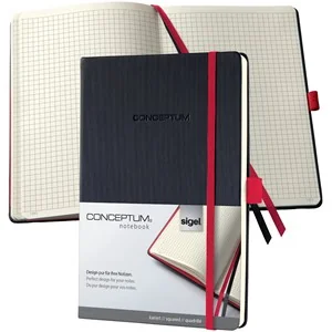 sigel Notizbuch Conceptum, DIN A5, kariert, schwarz/rot (EAN: 4004360826474)