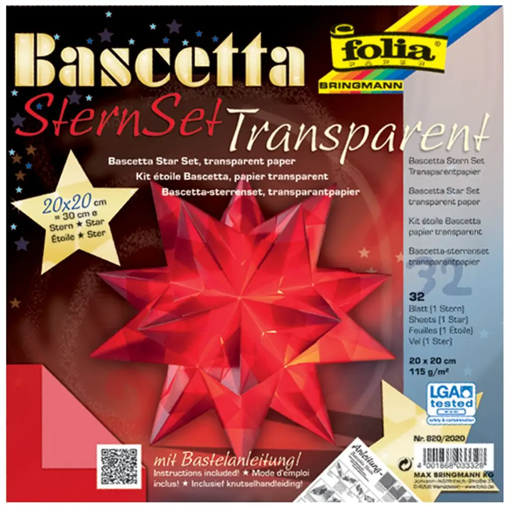 folia Faltblätter Bascetta-Stern, 200 x 200 mm, rot (EAN: 4001868033328)