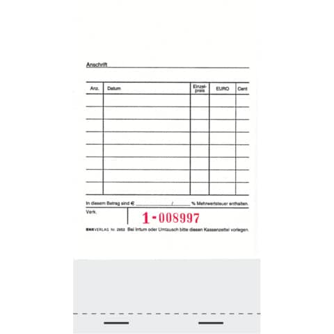 RNK Verlag Kassenblock, für Registrierkassen, 96 x 175 mm (EAN: 4002871295307)