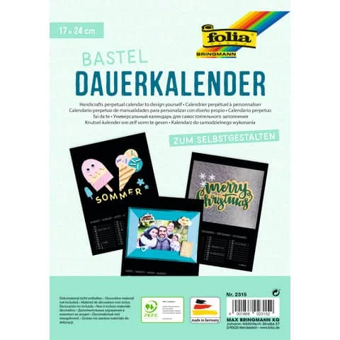 folia Kreativ-Wandkalender, 170 x 240 mm, schwarz (EAN: 4001868023152)
