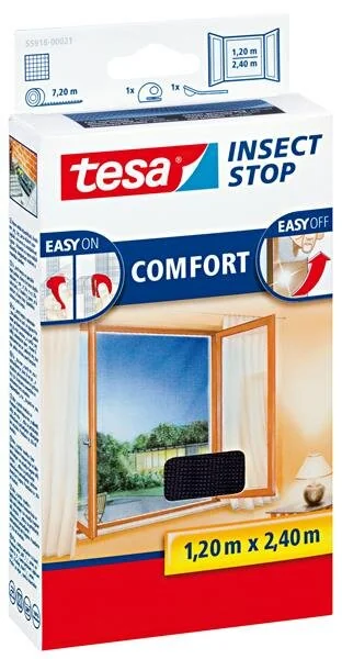 tesa Fliegengitter INSECT STOP für Fenster, 1,20 x 2,40 m, anthrazit (EAN: 4042448857743)
