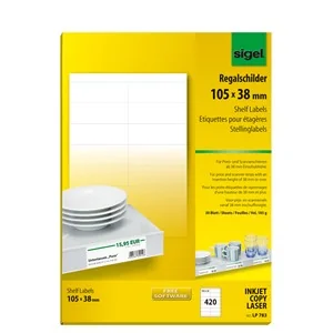 sigel Regalschilder, 105 x 38 mm, weiß, 170 g/qm (EAN: 4004360997389)