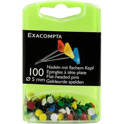 EXACOMPTA Pinnwand-Nadeln, farbig sortiert, weiß, blau, gelb, schwarz, rot, grün (EAN: 3364220145727)