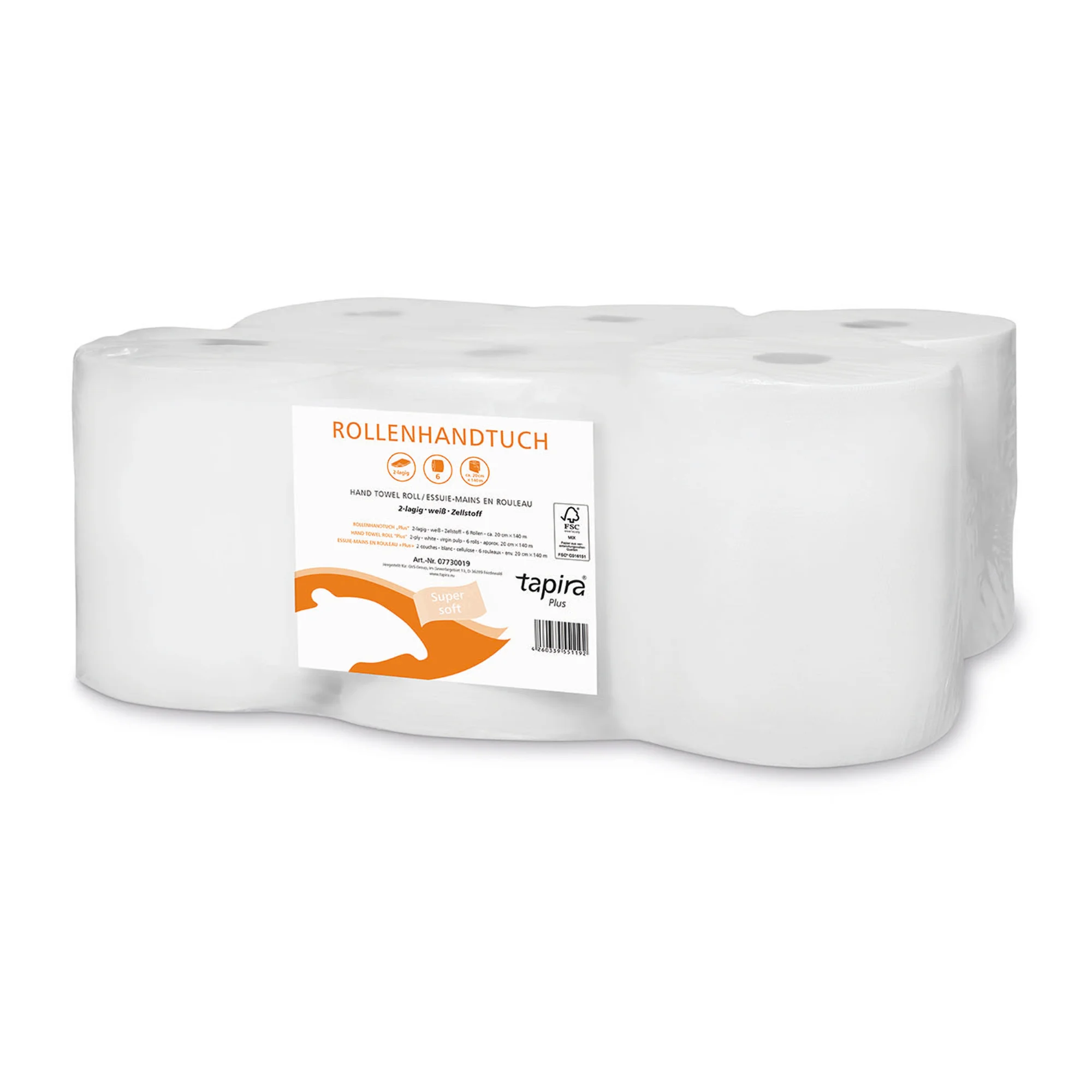 Tapira Handtuchrolle Plus, 2-lagig, weiß, 140 m (EAN: 4260339551192)
