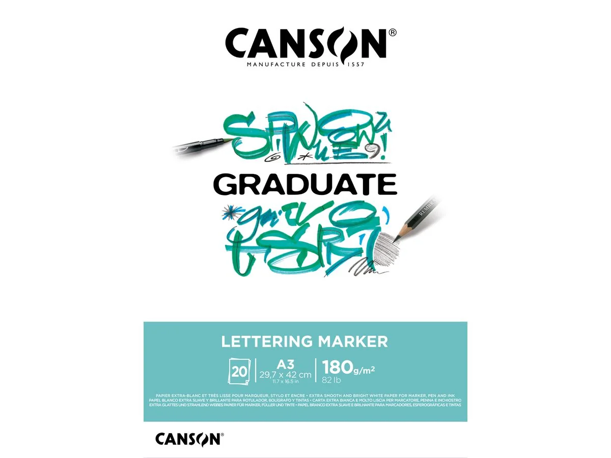 CANSON Studienblock GRADUATE LETTERING MARKER, DIN A3, weiß (EAN: 3148950060952)