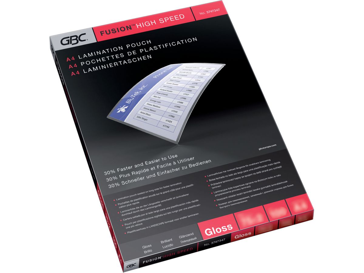 GBC Laminierfolientasche HighSpeedPouch, DIN A4, 160 mic (EAN: 0013465049033)