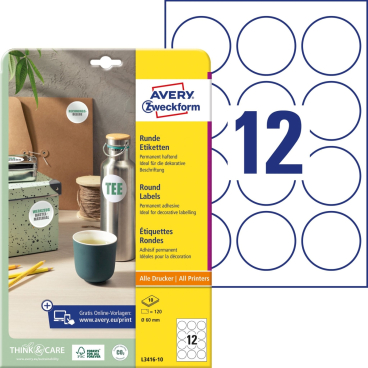 AVERY Zweckform Kennzeichnungs-Etiketten, Durchmesser: 60 mm (EAN: 4004182634189)