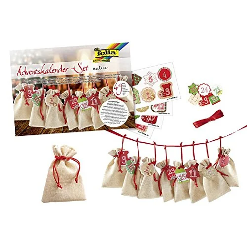 folia Adventskalender-Set, Beutel in Juteoptik, natur (EAN: 4001868085594)