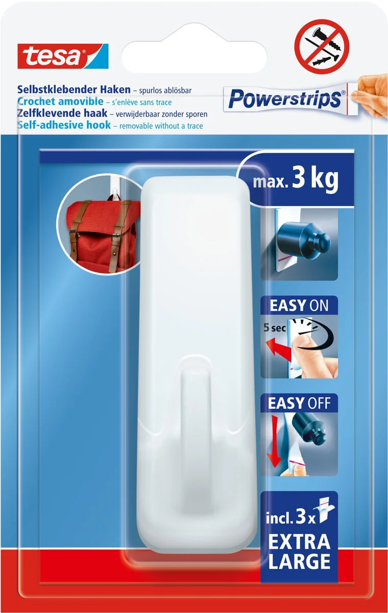 tesa Powerstrips Haken EXTRA LARGE Rechteck, weiß (EAN: 4063565403484)