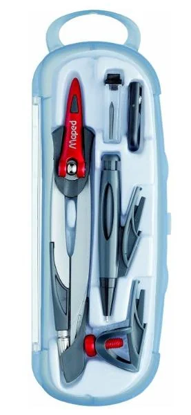 Maped Zirkelkasten Stop System, 5-teilig, grau (EAN: 3154141961014)