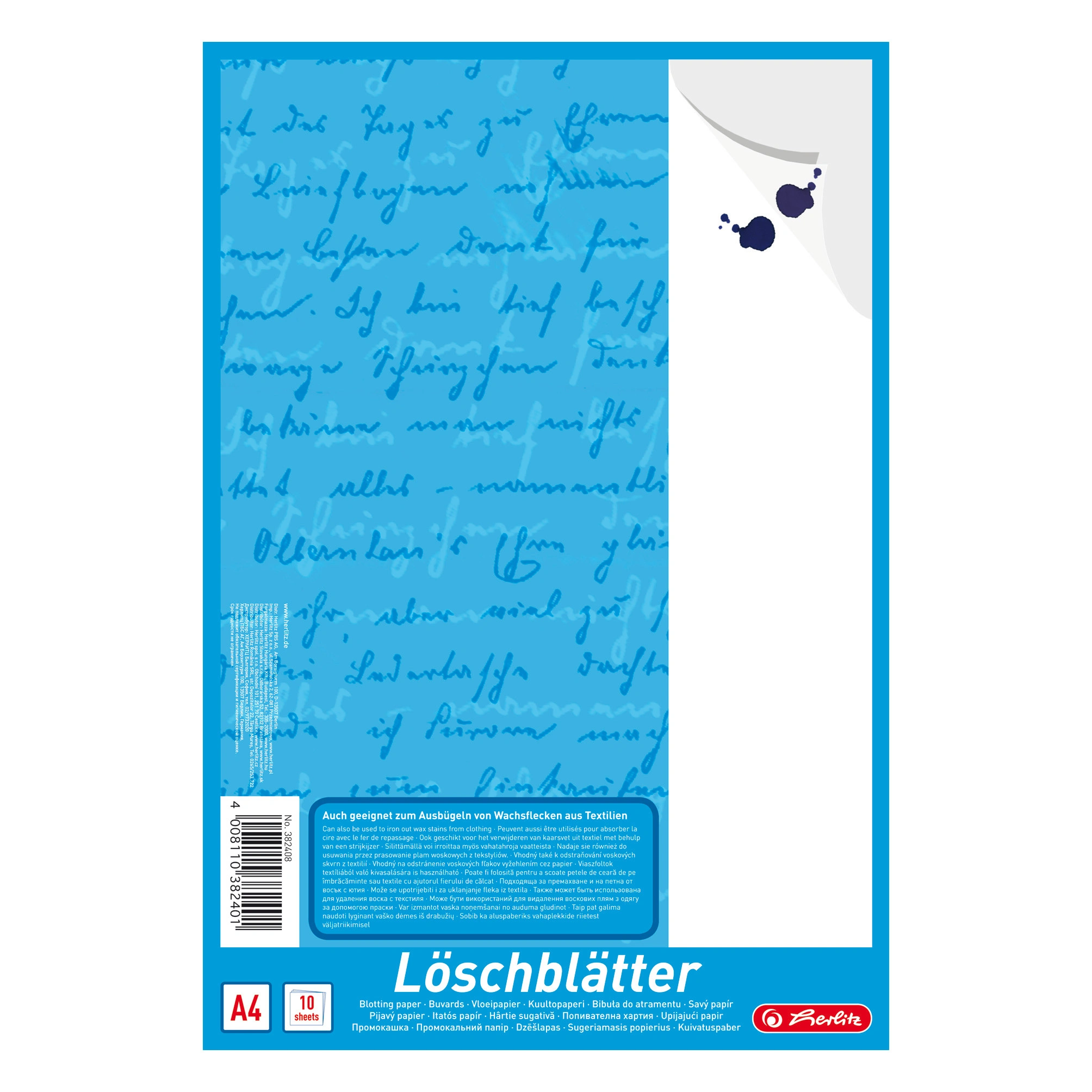 herlitz Löschpapierblock DIN A4, 80 g/qm, weiß (EAN: 4008110382401)