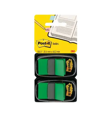 Post-it Haftmarker Index, 25,4 x 43,2 mm, grün, 2er Spender (EAN: 0051141920573)