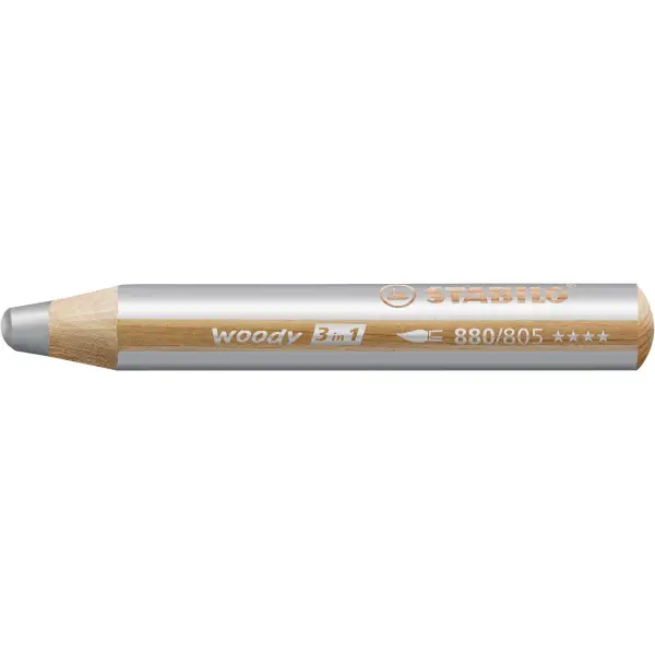 STABILO Multitalentstift woody 3 in 1, rund, silber (EAN: 4006381183260)