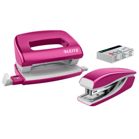 LEITZ Heftgerät- & Locher-Set Mini NeXXt WOW, pink (EAN: 4002432100798)