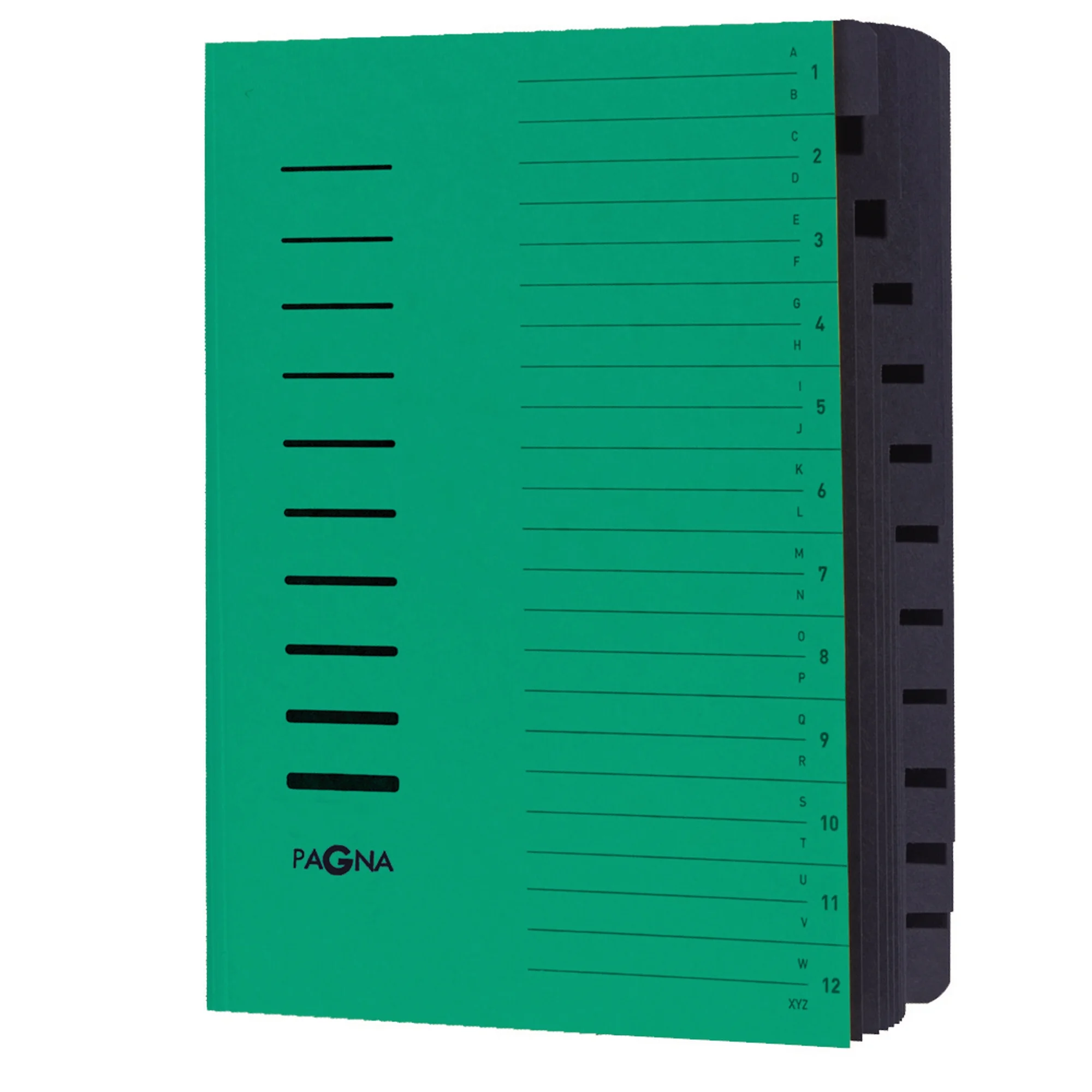 PAGNA Ordnungsmappe, DIN A4, aus Karton, 12 Fächer, grün (EAN: 4013951002197)