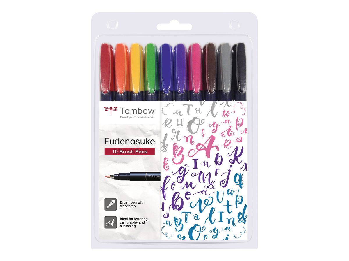 Tombow Kalligraphie-Stift Fudenosuke, Härtegrad 1, 10er-Set (EAN: 4003198110922)