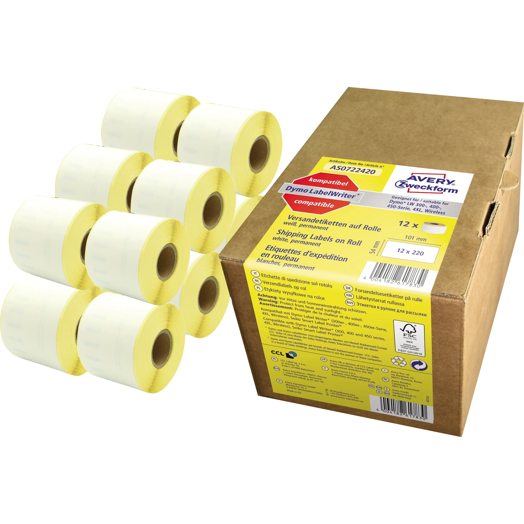 AVERY Zweckform Rollenetiketten, 101 x 54 mm, Großpackung (EAN: 4004182617830)