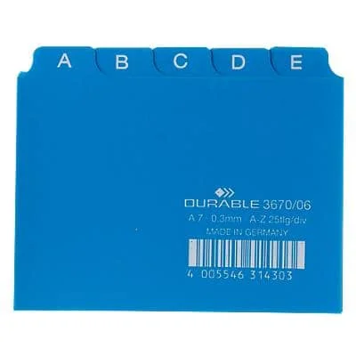 DURABLE Karteiregister A - Z, PP, A7 quer, blau, 25-teilig (EAN: 4005546314303)