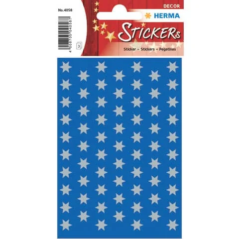HERMA Weihnachts-Sticker DECOR "Sterne", 8 mm, silber (EAN: 4008705040587)