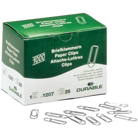 DURABLE Büroklammern, verzinkt, spitz, 26 mm (EAN: 4005546102030)