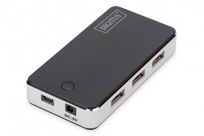DIGITUS USB 2.0 Hub, 7-Port, schwarz, inkl. Netzteil (EAN: 4016032318859)