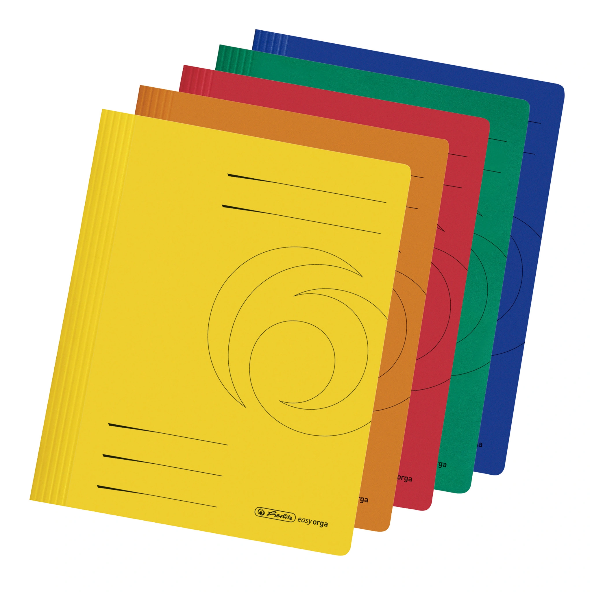 herlitz Schnellhefter easyorga, DIN A4, Manilakarton, farbig, rot, dunkelblau, hellgrün, gelb und orange (EAN: 4008110385983)