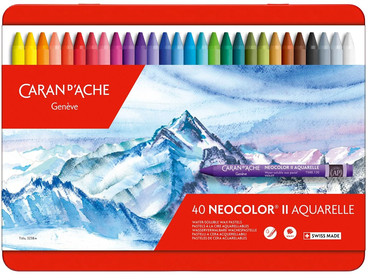CARAN D'ACHE Aquarell-Wachsmalstift NEOCOLOR II, 40er Etui, farbig sortiert (EAN: 7610186243400)