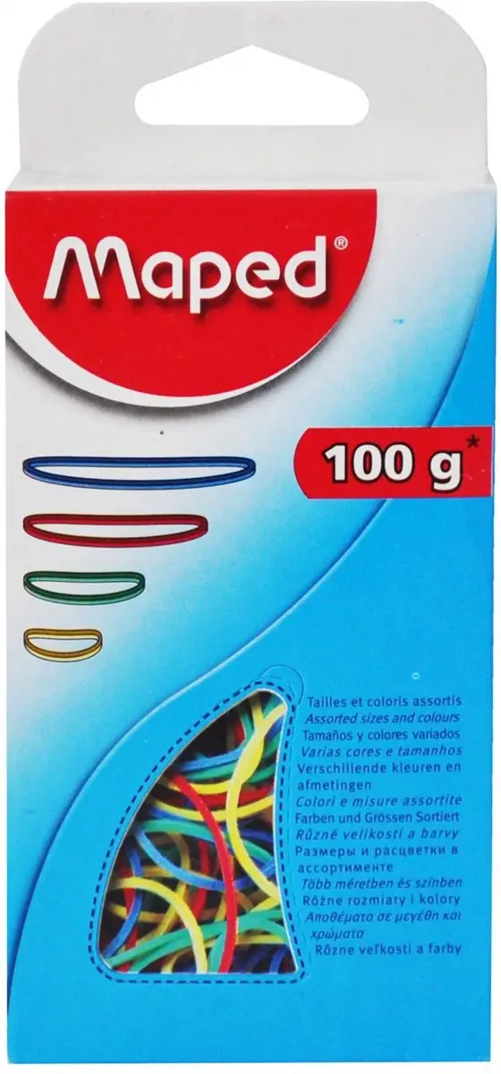 Maped Gummiringe im Karton, 100 g, sortiert (EAN: 3154143511019)