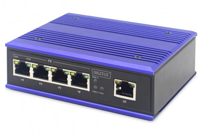 DIGITUS Industrial Fast Ethernet PoE Switch, 4-Port (EAN: 4016032458852)