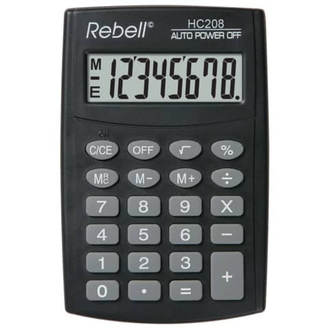 Rebell Taschenrechner HC 208, schwarz (EAN: 8595179505934)