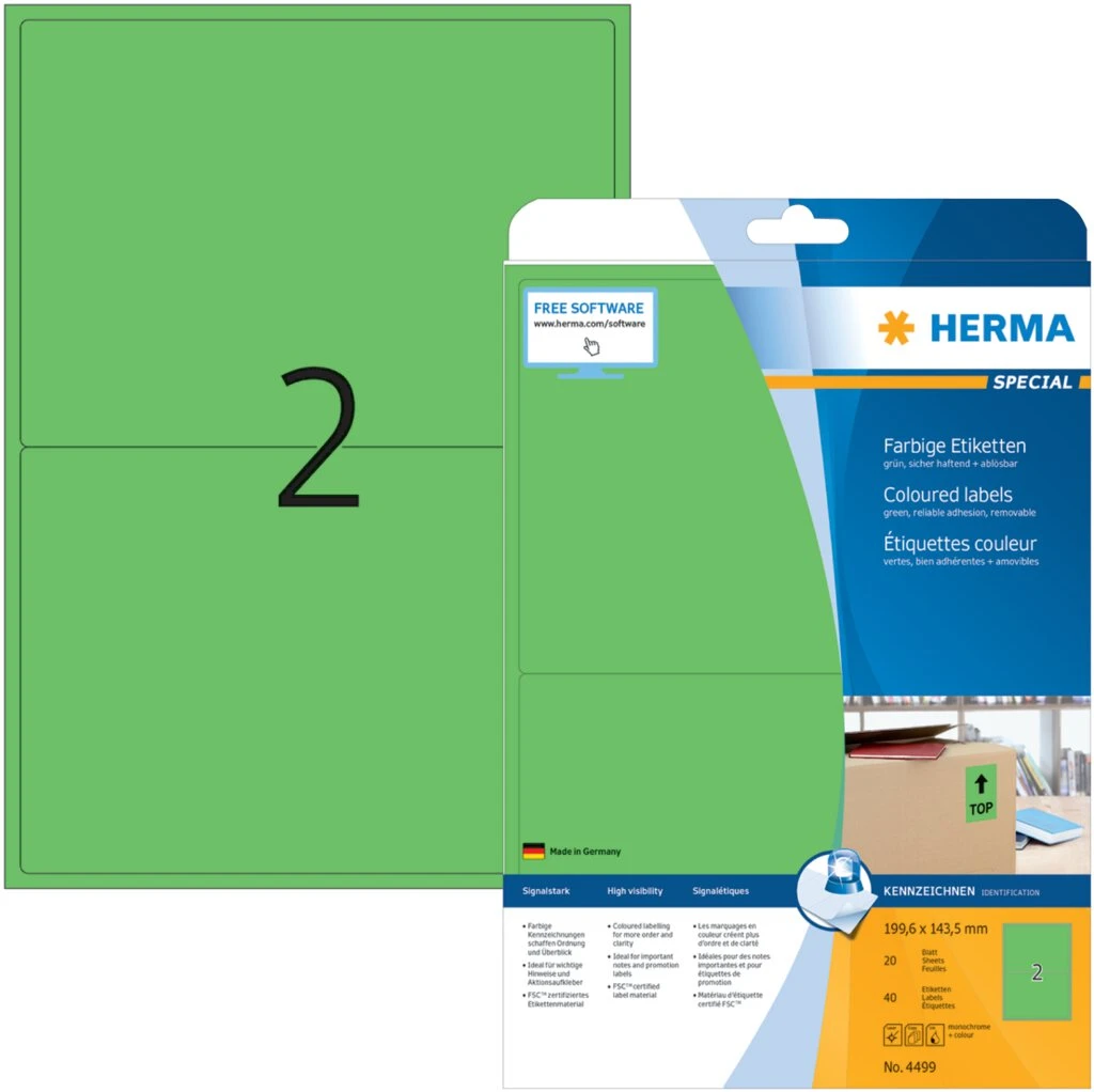 HERMA Universal-Etiketten SPECIAL, 199,6 x 143,5 mm, grün (EAN: 4008705044998)