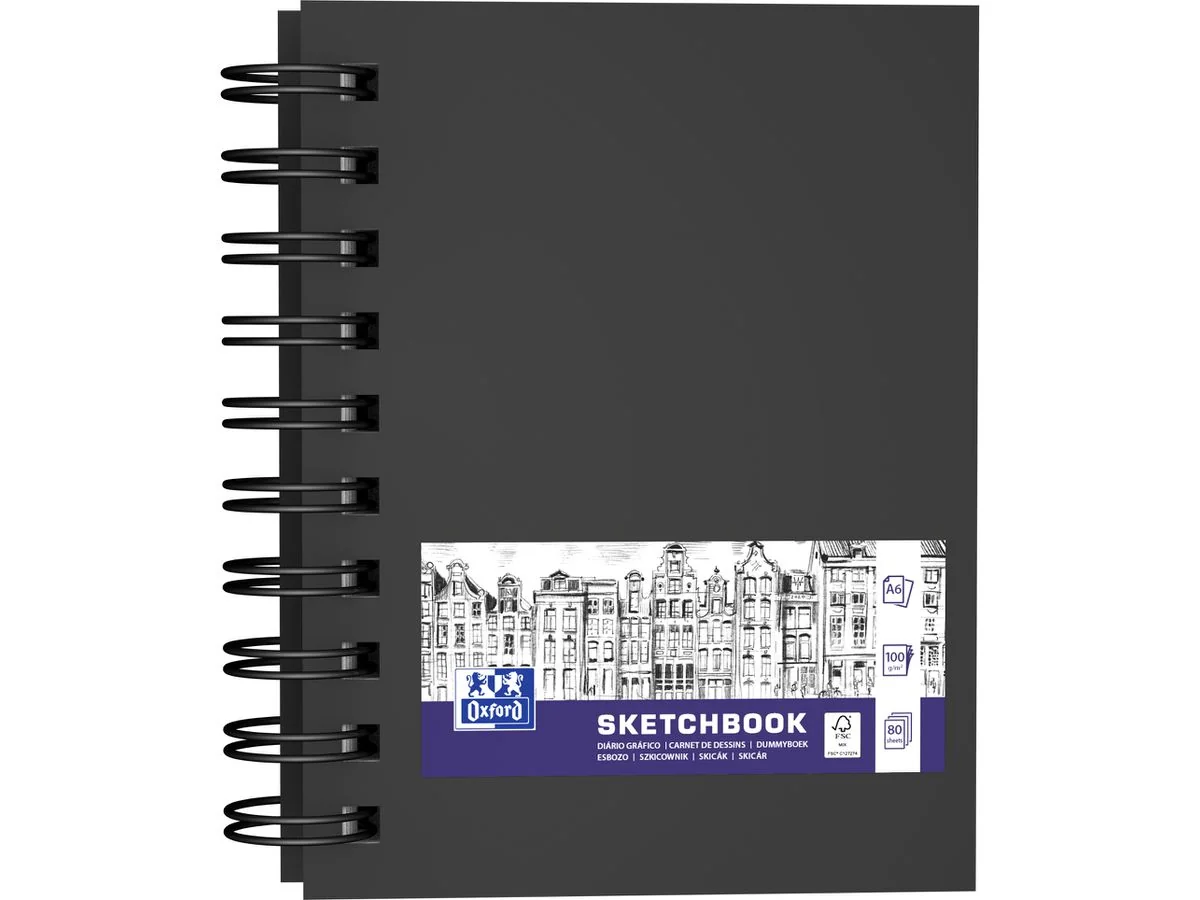 Oxford Skizzenbuch Spiralbindung, DIN A6, 80 Blatt, schwarz (EAN: 5904017391142)